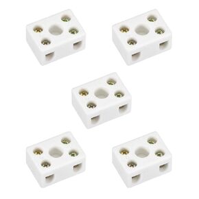 uxcell 2 Way Ceramics Terminal Blocks Porcelain Ceramic Connectors for Electrical Wire Cable 5pcs