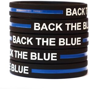 5 Back The Blue Thin Blue Line Silicone Wristbands
