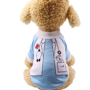 SEIS 2 Legs Dog Doctor Costume Halloween Party Pet Nurse Cloth Fleece Funny Cat Cosplay Winter Hoodies for Small Mediumn Dogs Cats (Doctor, XL)
