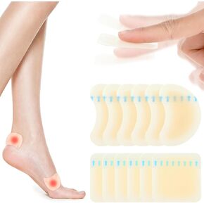 Blister Bandages for Feet, 12PCS Blister Plasters - 2 Size Waterproof Hydrocolloid Seal Adhesive Callus Bandages for Foot, Toe, Heel Blister Prevention Pads