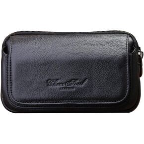 Mens Leather Belt Loops Waist Bag Wallet Phone Pouch (Coffee)