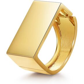 سوار مربع مكتنز للنساء مطلي بالذهب عيار 18 قيراط، أنيق مصقول، سوار واسع مبالغ فيه، سوار ملفوف للذراع، سوار معصم مفتوح، بيان بانك، مجوهرات عصرية، هدية عيد الحب in Kuwait