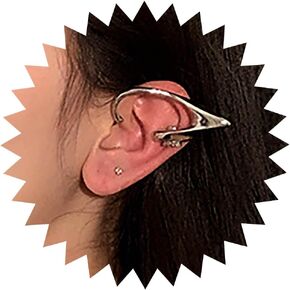 Elf Ear Cuff Earrings Silver Elves Cuff Wrap Earrings Elf Ear Clips Earrings Elf No Piercing Ear Cuff CZ Rhinestone Ear Clips Jewelry for Women and Girls(2pcs)