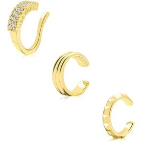 Ear Cuff Earrings for Women 14K Gold Plated Ear Cuffs Non Piercing Hoop Earrings Fake Cartilage Earrings with Cubic Zirconia Gold Clip on Earrings for Women Girls Teens