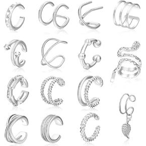 15Pcs Cuff Earrings Gold Ear Cuffs Non Pierced Ear Clips Cartilage Earring Fake Earrings