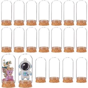 BENECREAT 20 PCS Dome Decorative Jars, 2.4x1.2inch Glass Display Dome with Cork Base for Flower Storage Home Christmas Party