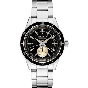 SEIKO Men's Black Dial Silver Stainless Steel Band Presage Automatic Watch