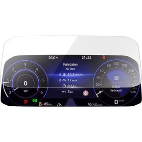 kwmobile Dashboard Screen Protector Compatible with VW Golf 8 GTI GTD GTE (2020 2021) - Clear Tempered Glass Protective Film for Car Dash Panel Display