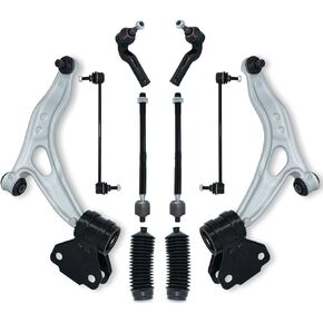 Front Lower Left Right Control Arms w/Ball Joints Bushings Sway Bar Tie Rod End Link Boots Replacement for Ford Focus 2012-2016 C-MAX 2013-2016-10Pcs Profession Suspension Kit