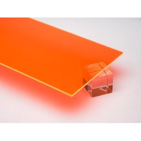 1/4" (0.118") Orange Neon Fluorescent Acrylic Plexiglass Sheet 12"x12" Cast 6mm Thick Nominal Size AZM Displays