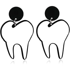 Funny Dental Creative Cute Big Teeth Earrings Exaggerated Handmade Tooth Model Medical Hygienist Dentist Gift for Dental Student Dental Assistant