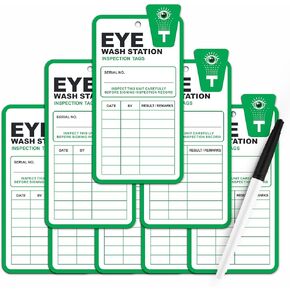 Eye Wash Station Inspection Tags 25 Pack, Plastic Eyewash Station Test Record Tags, Monthly Eye Wash Station Inspection Sheet for Eye Wash Station/Emergency Shower, OSHA Approved, Waterproof