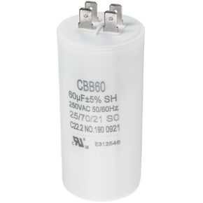 Canamax CBB60 60uf 250VAC Volts ±5% Motor Run Start Capacitor - Replacement for Air Conditioner or Heat Pump Condenser