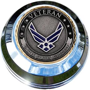 Harley Gas Cap Coin Mount Set with Air Force Veteran for Softail Dyna Road King Sportster……