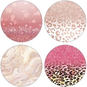 4 Pack Phone Grip,Cell Phone Holder for Smartphone,Finger Expanding Kickstand Stand - Rose Gold Marble Pink Leopard
