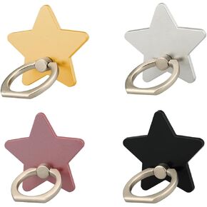 z179 (4 pcs) Cell Phone Holder,Star Phone Ring Kickstand,Universal 360 Rotation Cell Phone Finger Ring Grip for Almost All Phones/Pad(4 Color Star)