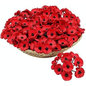Red Poppy Mulberry Paper Flower Red Paper Flowers for DIY Veterans Day,Scrapbooking Wedding Doll House Supplies Card Artificial Scrapbook Decorations Greeting Cards.