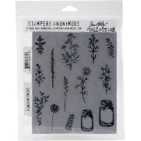 Art Gone Wild AGCMS297 Tim Holtz Flower Jar Cling Rubber Stamp Set, Synthetic Material, Multi-Colour, 24.5 x 18 x 0.6 cm