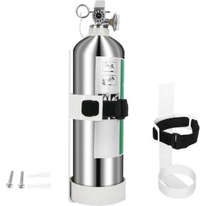 Boat Steel Fire Extinguisher Bracket,304 Stainless Steel Mounting Bracket with Adjustable Straps, Heavy Duty Fire Extinguisher Metal Bracket Compatible with Fire Extinguishers(White/Silvery) (Silver)