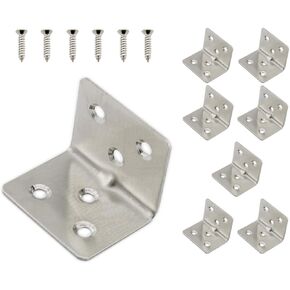 Heavy Duty Stainless Steel Corner Braces L Shape Brackets,ULIFESTAR 90 Degree Joint Right Angle Bracket Fastener for Wood Shelves Dressers Chairs with Screws 8 Pack 38 x 30mm/1.5 x 1.2''