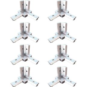 8PCS Black 3-Way End Corner Bracket Connector with Screws for 6mm T Slot Aluminum Extrusion Profile 2020 Series (2020s-Black)