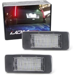 iJDMTOY OEM-Fit 3W Full LED License Plate Light Kit Compatible With 2015-20 Cadillac Escalade ATS, GMC Yukon, Chevy Tahoe Suburban Equinox, 16-up Malibu, 18-SMD Xenon White LED & Can-bus Error Free