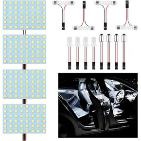 4 قطع 7000K 48-SMD لمبة أضواء السيارة الداخلية مع 3 أنواع متبني (T10+BA9S+Festoon) مجموعة مصابيح LED بديلة لإضاءة القبة LED، ضوء الخريطة، ضوء القراءة، ضوء صندوق السيارة، ضوء لوحة الترخيص in Kuwait