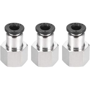 uxcell Push to Connect Tube Fitting Adapter 6mm Tube OD x 1/4BSPT Female Straight Pneumatic Connecter Pipe Fitting 3pcs