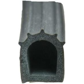 AP Products 018-023-PT Black 1" x 1" Ribbed Rubber D-Seal with Tape