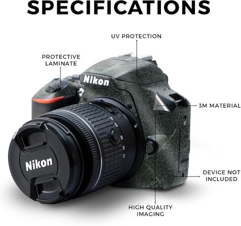 Carbon Fiber Skin Compatible with Nikon D3500 Camera - Black Wall - Premium 3M Vinyl Protective Wrap Decal Cover - Easy to Apply | Crafted in The USA by MightySkins in Saudi Arabia
