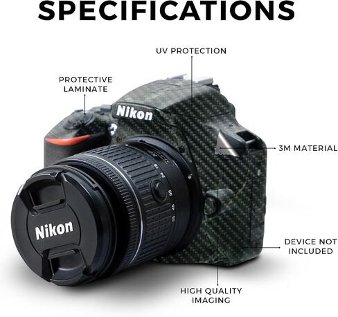 Carbon Fiber Skin Compatible with Nikon D3500 Camera - Black Wall - Premium 3M Vinyl Protective Wrap Decal Cover - Easy to Apply | Crafted in The USA by MightySkins in Saudi Arabia