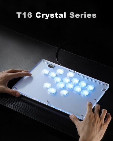 Haute42 Leverless Controller for Arcade Gaming: T16 Crystal Series - Acrylic Sandwich Artwork Template -Crystal Low-Profile Switches - Custom RGB - Arcade Controller for PC/PS4/PS3/Switch(Black) in Saudi Arabia