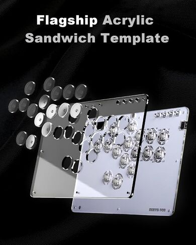 Haute42 Leverless Controller for Arcade Gaming: T16 Crystal Series - Acrylic Sandwich Artwork Template -Crystal Low-Profile Switches - Custom RGB - Arcade Controller for PC/PS4/PS3/Switch(Black) in Saudi Arabia