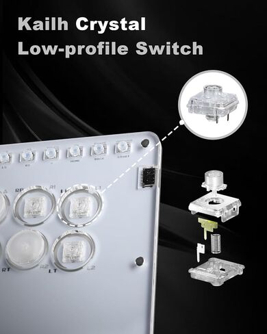 Haute42 Leverless Controller for Arcade Gaming: T16 Crystal Series - Acrylic Sandwich Artwork Template -Crystal Low-Profile Switches - Custom RGB - Arcade Controller for PC/PS4/PS3/Switch(Black) in Saudi Arabia