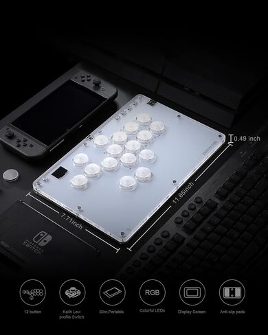 Haute42 Leverless Controller for Arcade Gaming: T16 Crystal Series - Acrylic Sandwich Artwork Template -Crystal Low-Profile Switches - Custom RGB - Arcade Controller for PC/PS4/PS3/Switch(Black) in Saudi Arabia