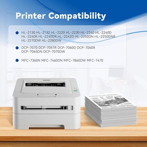 خرطوشة حبر TN450 متوافقة مع Brother TN 450 TN-450 TN420 TN-420 للاستخدام مع طابعة HL-2280DW MFC-7860DW MFC-7360N HL-2270DW HL-2220 HL-2230 HL-2240 HL-2240D DCP-7060D (أسود، 4 علية) in Kuwait