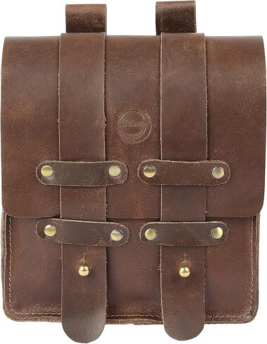 Leather Belt Pouch Waist Fanny Pack with Belt Loop Weekend Practical Party Festival Handmade Brown Small Unisex Waist Belt For Men & Women Bum Bags For Cell Phone (Dark Brown) in Kuwait