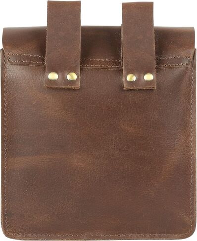 Leather Belt Pouch Waist Fanny Pack with Belt Loop Weekend Practical Party Festival Handmade Brown Small Unisex Waist Belt For Men & Women Bum Bags For Cell Phone (Dark Brown) in Kuwait