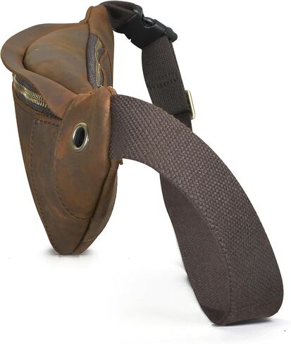 Thick Crazy Horse Leather Hiking Riding Travel Outdoor Belt Bag Fanny Waist Pack Small Phone Pouch For Men Women 380 (379 The Brown) in Saudi Arabia