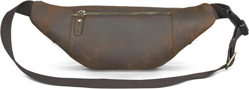 Thick Crazy Horse Leather Hiking Riding Travel Outdoor Belt Bag Fanny Waist Pack Small Phone Pouch For Men Women 380 (379 The Brown) in Saudi Arabia
