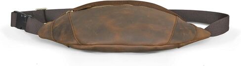 Thick Crazy Horse Leather Hiking Riding Travel Outdoor Belt Bag Fanny Waist Pack Small Phone Pouch For Men Women 380 (379 The Brown) in Saudi Arabia