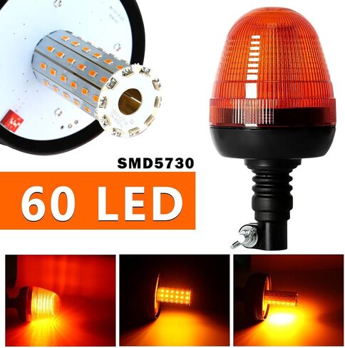 60 LED Rotating Flashing Amber Beacon Light, Flexible Mount Strobe Lamp Tractor Emergency Warning Light For Forklift Truck Mower UTV in Saudi Arabia