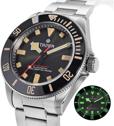 Thorn Watches for Men 39mm Titanium Dive Watch PT5000 Automatic Mechanical Sapphire Crystal Luminous 200M Water Resistant, SHY036 Blue in Saudi Arabia