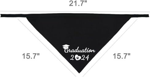 قطعتان من باندانا التخرج للكلاب فخورة بتخرج 2024 منديل قابل للتعديل للكلاب للاحتفال بالتهاني باللون الأسود in Kuwait