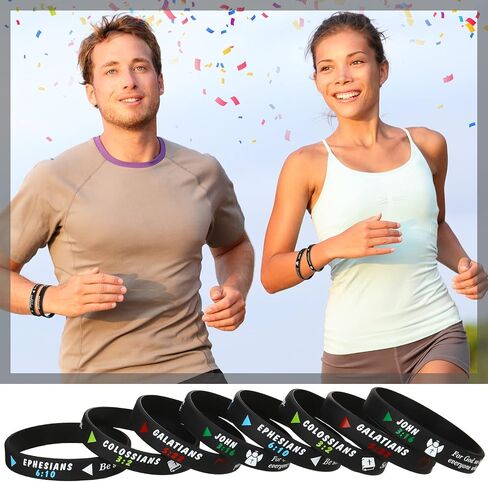 48 Pieces Religious Silicone Wristbands Rubber Bible Verse Bracelets Inspirational Stretch Bracelet Colored Positive Rubber Wristbands for Men Women Teens (Lovely Style) in Saudi Arabia
