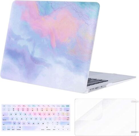 MOSISO Compatible with MacBook Air 13 inch Case (Models: A1369 & A1466, Older Version 2010-2017 Release), Plastic Pattern Hard Shell Case & Keyboard Cover & Screen Protector, Colorful Clouds in Saudi Arabia