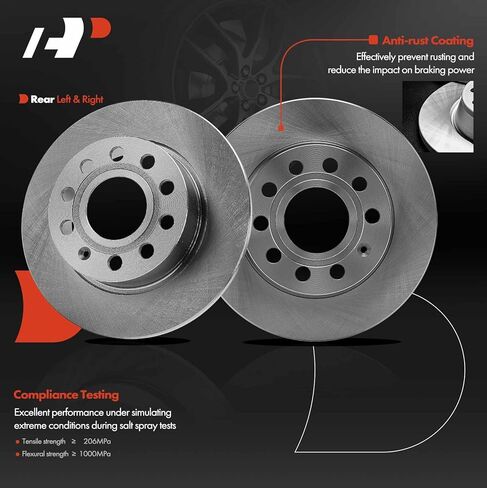 دوارات فرامل قرصية صلبة A-Premium 10.3 بوصة (254.70 مم) متوافقة مع موديلات Audi & Volkswagen - Jetta 2011-2018، A3(Quattro) 2011-2013، EOS 2009-2013، Golf Sportwagen 2015، GTI 2013، Beetle 13-19 in Kuwait