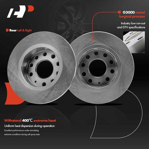 دوارات فرامل قرصية صلبة A-Premium 10.3 بوصة (254.70 مم) متوافقة مع موديلات Audi & Volkswagen - Jetta 2011-2018، A3(Quattro) 2011-2013، EOS 2009-2013، Golf Sportwagen 2015، GTI 2013، Beetle 13-19 in Kuwait