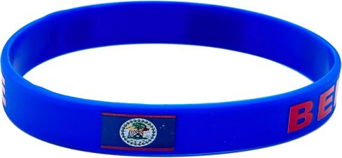 4 Pcs Belize Belizean Country Flag Rubber Bracelets, National Flag Silicone Bracelet, Rubber Wristbands Patriotic Decorations Gift. in Saudi Arabia