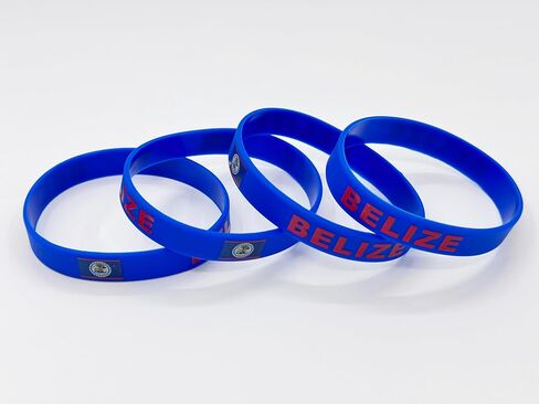 4 Pcs Belize Belizean Country Flag Rubber Bracelets, National Flag Silicone Bracelet, Rubber Wristbands Patriotic Decorations Gift. in Saudi Arabia